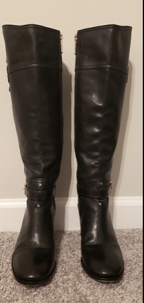 Tory Burch black leather tall boots